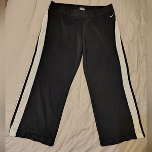 Nike Black Athletic Pants with White Stripes